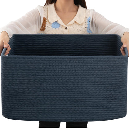 OIAHOMY extra large cotton rope basket with handles, 70L capacity, woven design