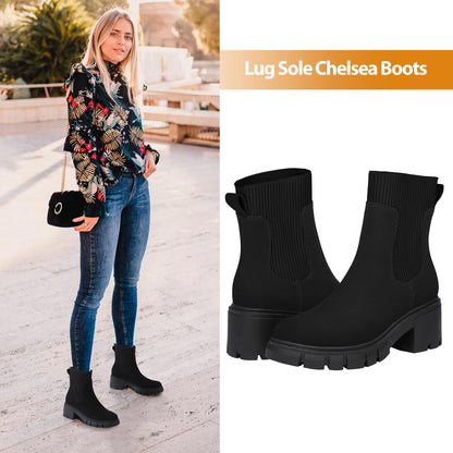 Athlefit women's Chelsea boots — Fashion slip on platform ankle design