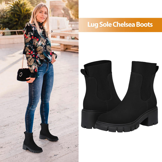 Athlefit women's Chelsea boots — Fashion slip on platform ankle design