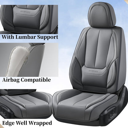 Coverado car seat covers - gray waterproof nappa leather full set for most cars