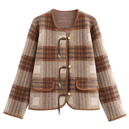 Houlengs sweater — Vintage plaid button down with pockets and long sleeves