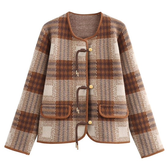 Houlengs sweater — Vintage plaid button down with pockets and long sleeves