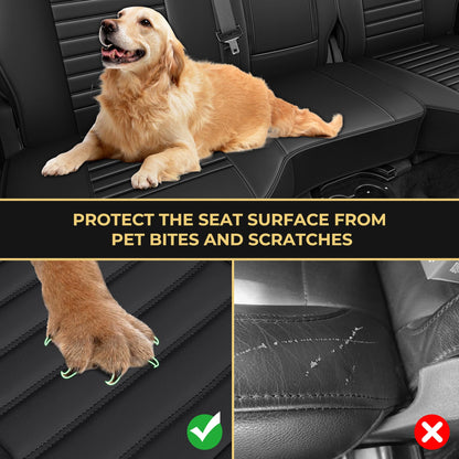 AOMSAZTO vehicle seat cover - Full set for Dodge RAM 2002-2025 Crew Cab with curved bench, black