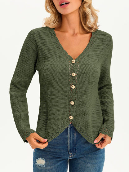 Saodimallsu women's v neck cardigan sweater — cropped boho knit design