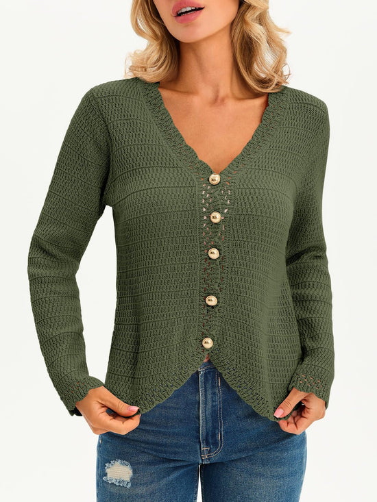 Saodimallsu women's v neck cardigan sweater — cropped boho knit design
