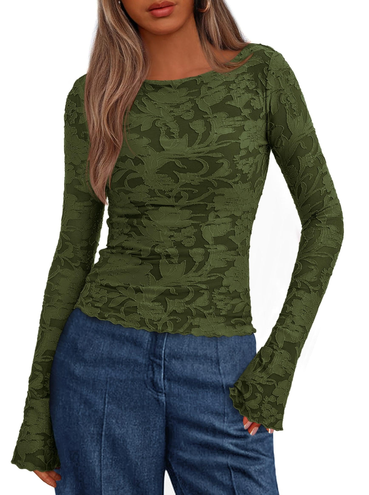 BTFBM shirt — trendy floral long sleeve top for women