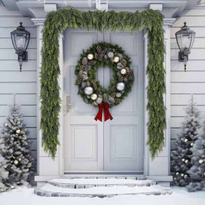 Waydress Christmas cedar garland - thick and lush artificial pine needle decoration for winter home decor