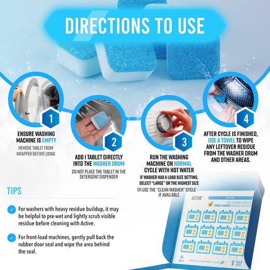 Cleaning agent — Eco-friendly washing machine cleaner tablets for HE washers and septic systems