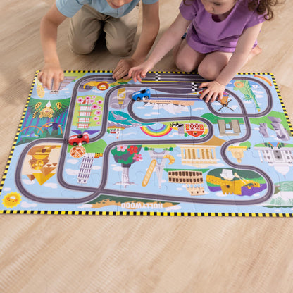 Melissa & Doug puzzles — Race around the world tracks with wind-up vehicles