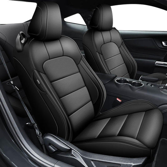 AOMSAZTO vehicle seat cover - Custom fit faux leather black for Ford Mustang 2015-2026