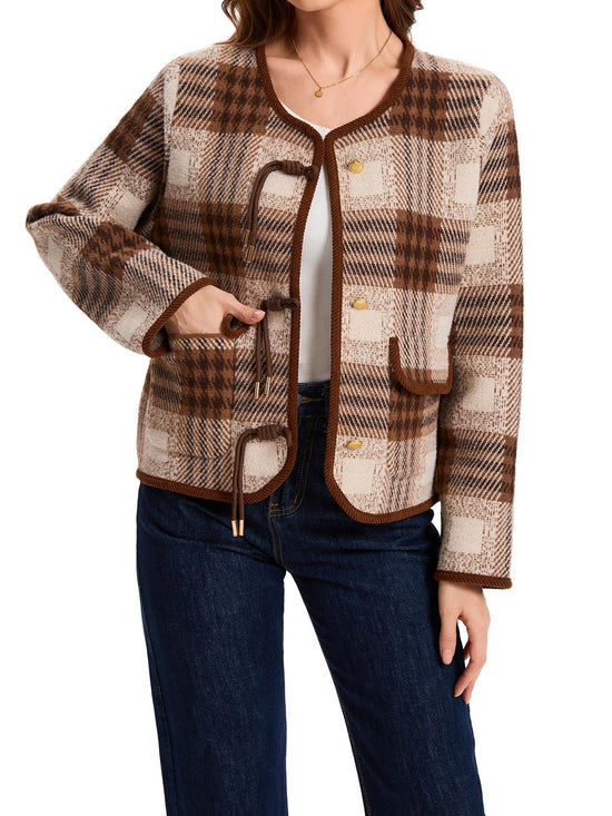 Houlengs sweater — Vintage plaid button down with pockets and long sleeves