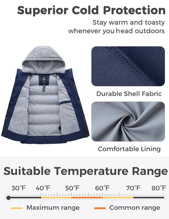 Wantdo women's puffer vest with removable hood and thicken warmth for winter coat