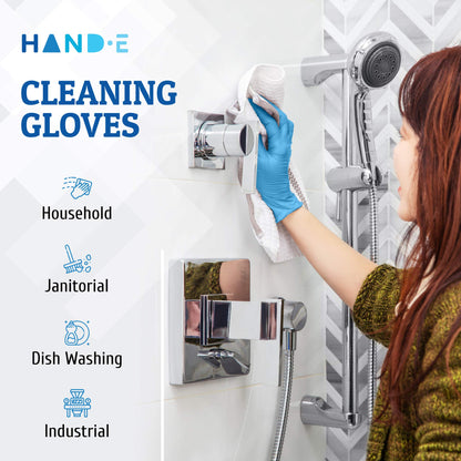 Hand-E protective glove — Blue nitrile, latex free, powder free, food safe