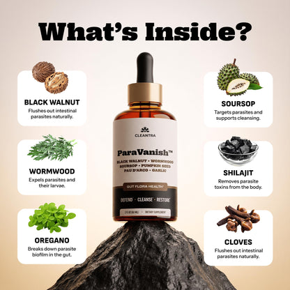 ParaVanish Wormwood Black Walnut Clove Cleanse for Humans - Advanced Detox for Adults - Gut Health Supplement with Wormwood Herb, Black Walnut Hull, Clove, Garlic, Pumpkin Seed, PAU D'Arco, Soursop