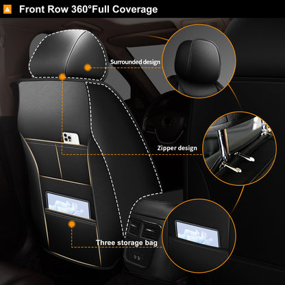 AOMSAZTO vehicle seat cover — waterproof leather for Dodge Charger 2006-2025 black 2pcs front seat