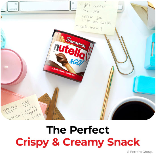 Nutella & GO! chocolate hazelnut spread with breadsticks, 24 snack packs 1.8 oz each
