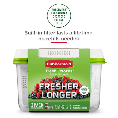 Rubbermaid FreshWorks produce storage container — medium size design for freshness retention