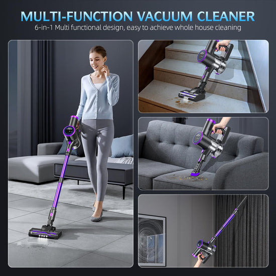 Bieiao cordless vacuum cleaner - lightweight 6 in 1 design with LED display and detachable battery