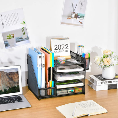 Marbrasse caddy — 5-tier organizer with file holder and drawer for office supplies
