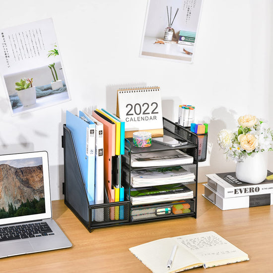 Marbrasse caddy — 5-tier organizer with file holder and drawer for office supplies
