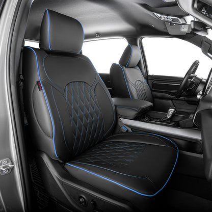 EKR vehicle seat cover — custom fit waterproof black faux leather for RAM 1500 Quad Cab 2019-2024