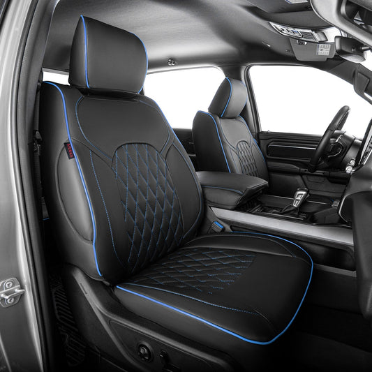 EKR vehicle seat cover — custom fit waterproof black faux leather for RAM 1500 Quad Cab 2019-2024
