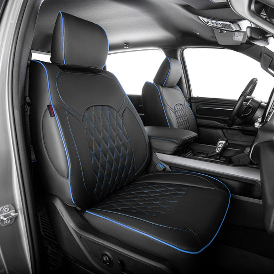 EKR vehicle seat cover — custom fit waterproof black faux leather for RAM 1500 Quad Cab 2019-2024