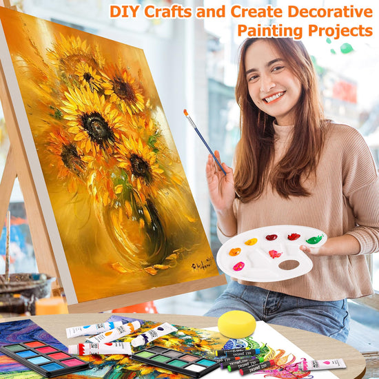 Soucolor art supplies deluxe art kit with acrylic and watercolor pads and canvases