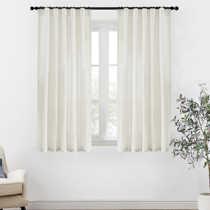 XTMYI sheer linen cotton back tab curtains for bedroom and living room