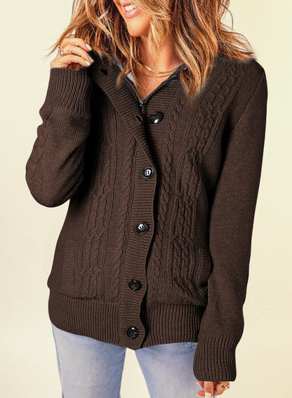 Sidefeel women's sweater — hooded fleece lined cardigan for winter