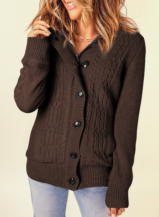 Sidefeel women's sweater — hooded fleece lined cardigan for winter