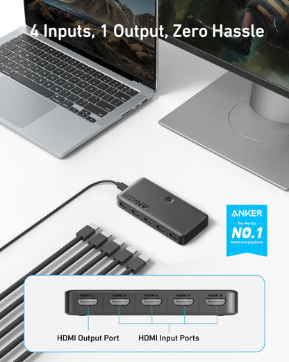 Anker HDMI switch - 4K at 60Hz support for multiple devices and HDR content