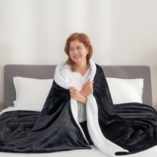 Berkshire Blanket reversible sherpa fleece throw blanket