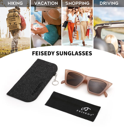 FEISEDY vintage square cat eye sunglasses with trendy design B2473