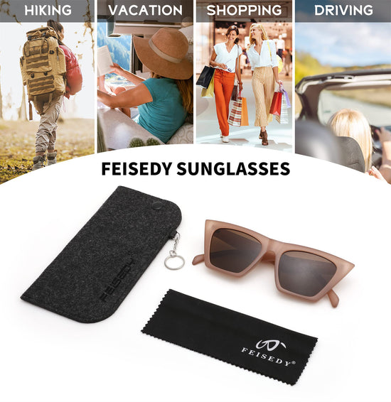 FEISEDY vintage square cat eye sunglasses with trendy design B2473