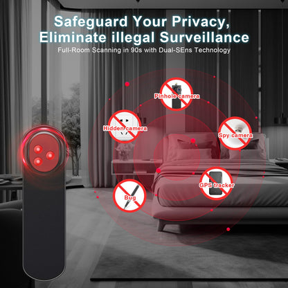 AOBOCAM Anti-Spy Hidden Camera Detector with 99% Accuracy,Find GPS Trackers &Listening Devices Portable Privacy Protector for Hotel/Travel,Anti-Surveillance RF Bugs Detector with LED (Black)