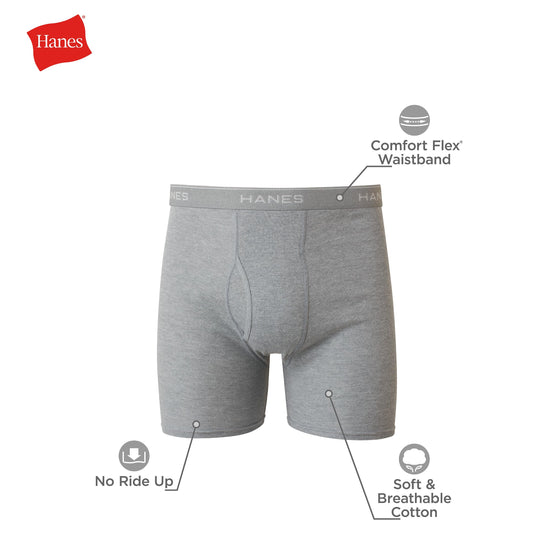 Hanes men's boxer underwear — soft breathable cotton comfortflex waistband, 6 pack