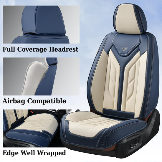 Coverado vehicle seat cover — leather design for universal fit in sedans and SUVs