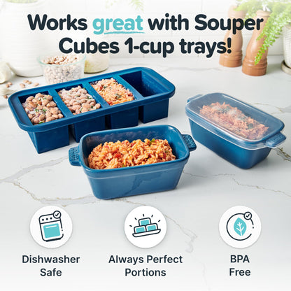 Souper Cubes casseroles with silicone covers for oven and microwave, set of 2