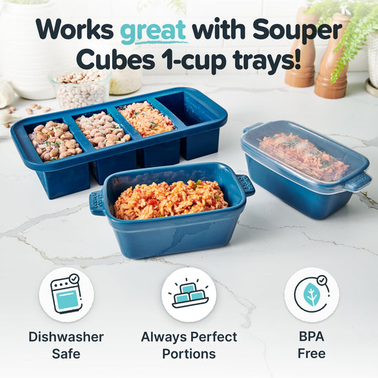 Souper Cubes casseroles with silicone covers for oven and microwave, set of 2