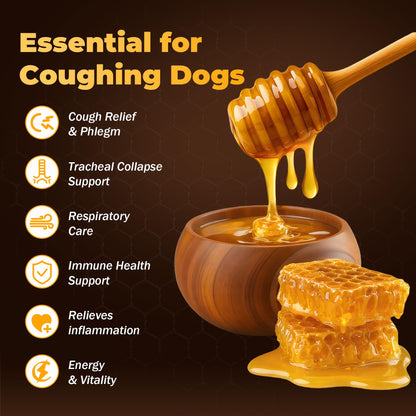 Manuka Honey for Dogs - Supports Collapsed Trachea, Cough Relief, Wheezing & Phlegm Comfort - New Zealand Manuka Honey + Natural Herbal with Slippery Elm and Quercetin — Immune Support — 5 oz
