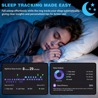CEVSTHO Smart Ring Fitness Tracker, Heart Rate&Sleep Tracker with SpO2