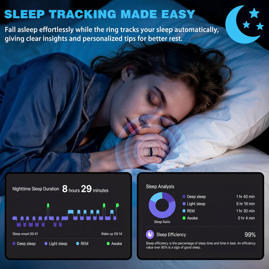 CEVSTHO Smart Ring Fitness Tracker, Heart Rate&Sleep Tracker with SpO2