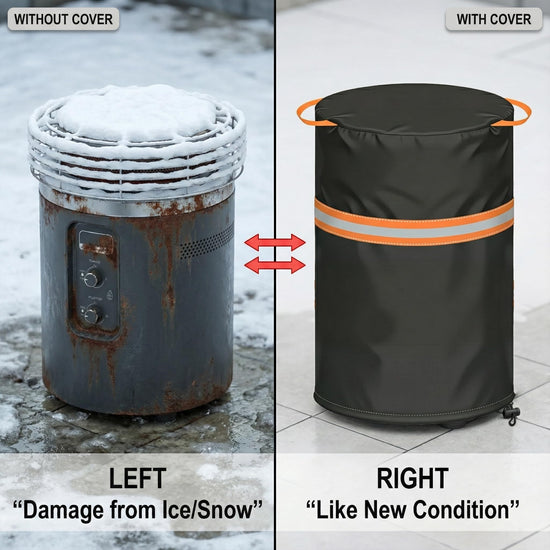 Fire Pit Cover for Ninja Fireside 360 Outdoor Heater，Patio Fire Pit Cover with Drawstring Hem，600d Heavy Duty Waterproof,Outdoor Cover Dust and Rain Protection Black 24" D X 27" H