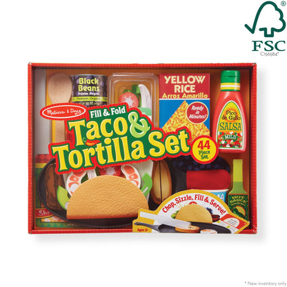 Melissa & Doug pretend play toy — taco and tortilla set with skillet