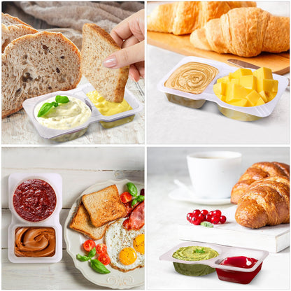 Qewro food storage container — double compartment with lids for sauces and snacks
