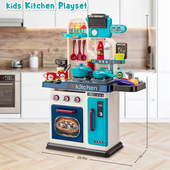 Kids kitchen playset — 53 pieces with realistic lights and sounds for toddlers