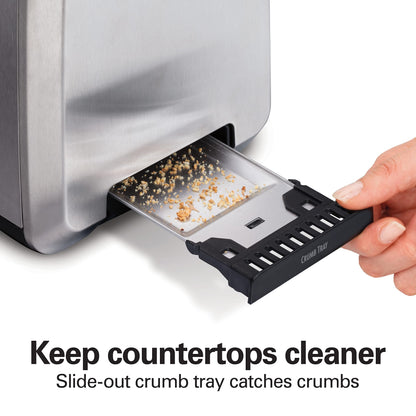 Hamilton Beach toaster — Bagel setting with slide-out crumb tray and auto-shutoff