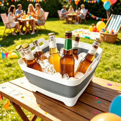 FOSJGO dish basin with drain - Collapsible portable 9 litres capacity sink