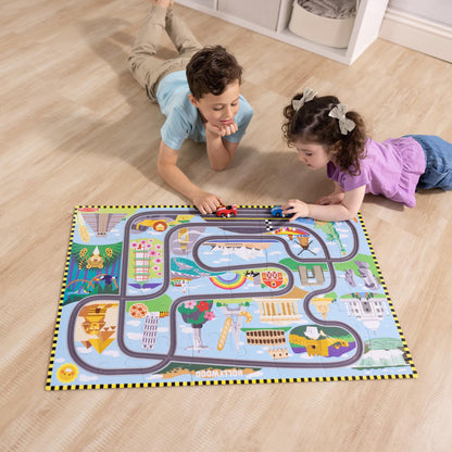 Melissa & Doug puzzles — Race around the world tracks with wind-up vehicles